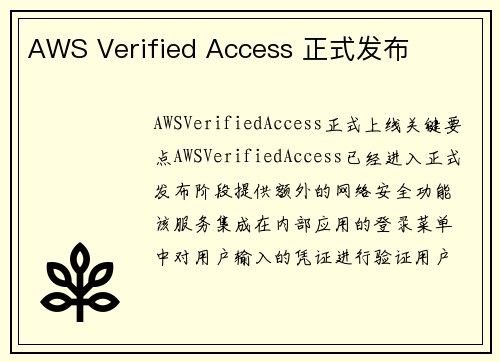 AWS Verified Access 正式发布 